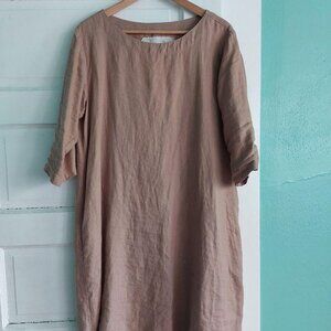 Not Perfect Linen January Dress in Taupe Size Large